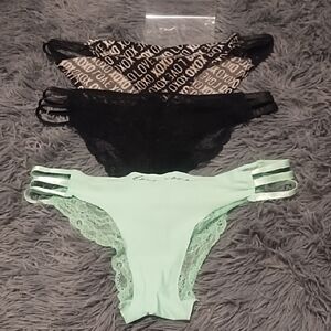 XOXO Black and Mint Lace Panties Set